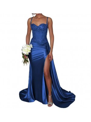Vestito Donna Maxi Diciottesimo Festa Occasione Speciale Party Dress Blu 110551B